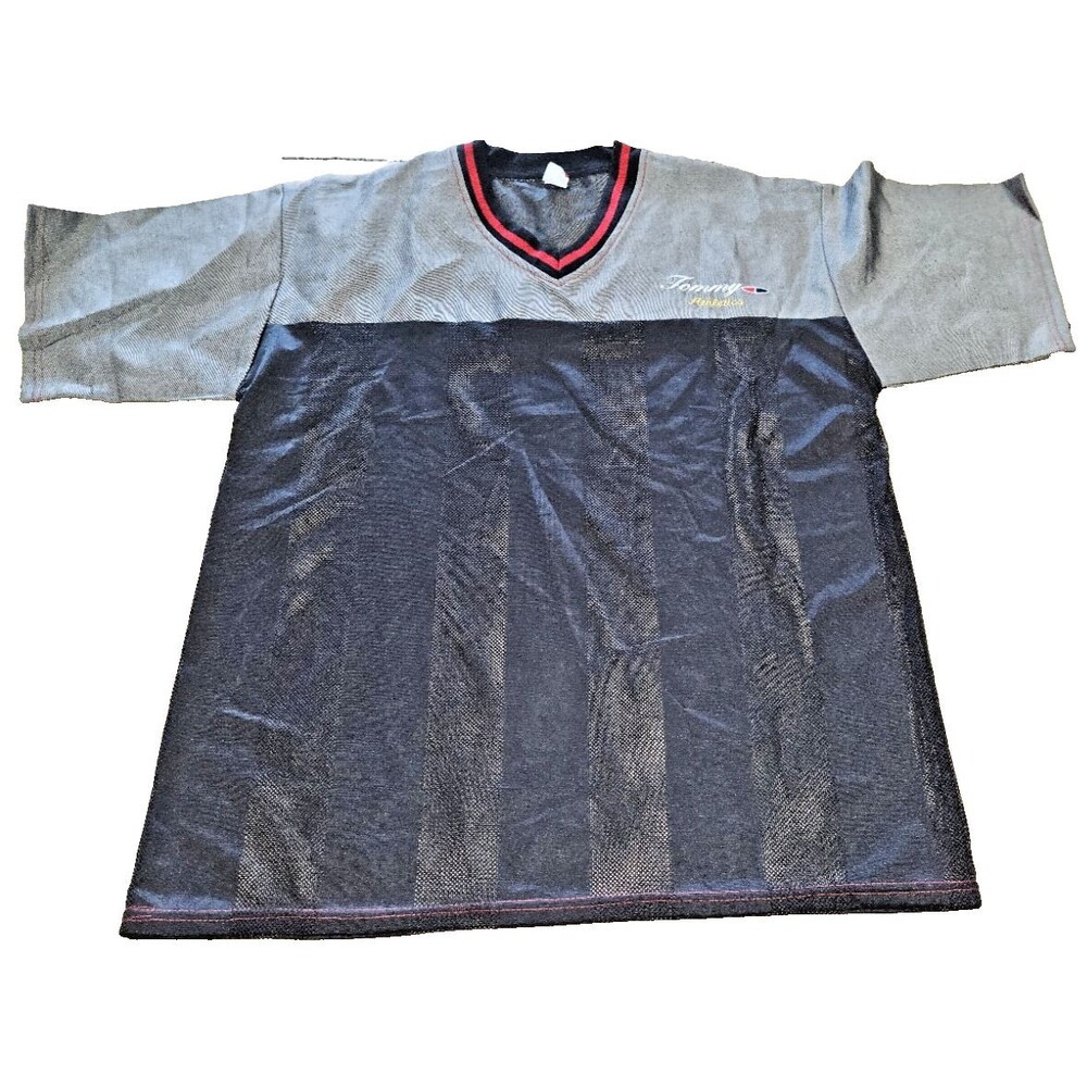 VTG 90's Tommy Athletics HilfigerJersey Size medium black grey MADE IN THE USA